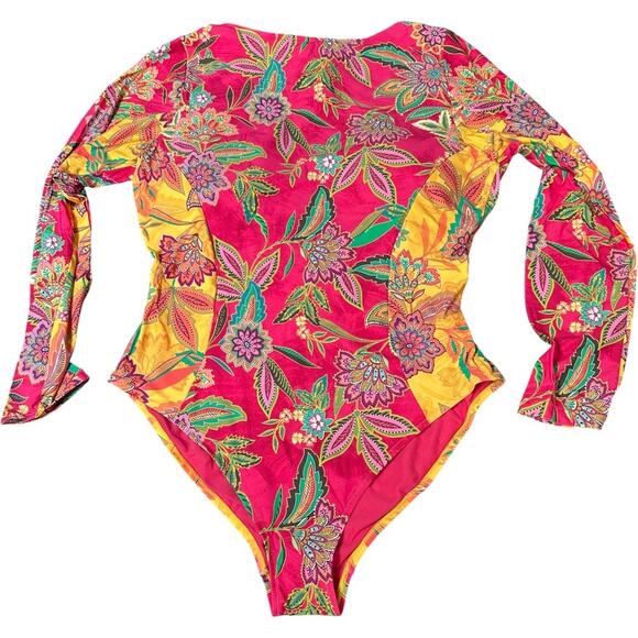 JOHNNY WAS Flamingo Mix Surf Cut-Out One Piece Swimsuit Plus Size 3X NWT $248 - Picture 5 of 10